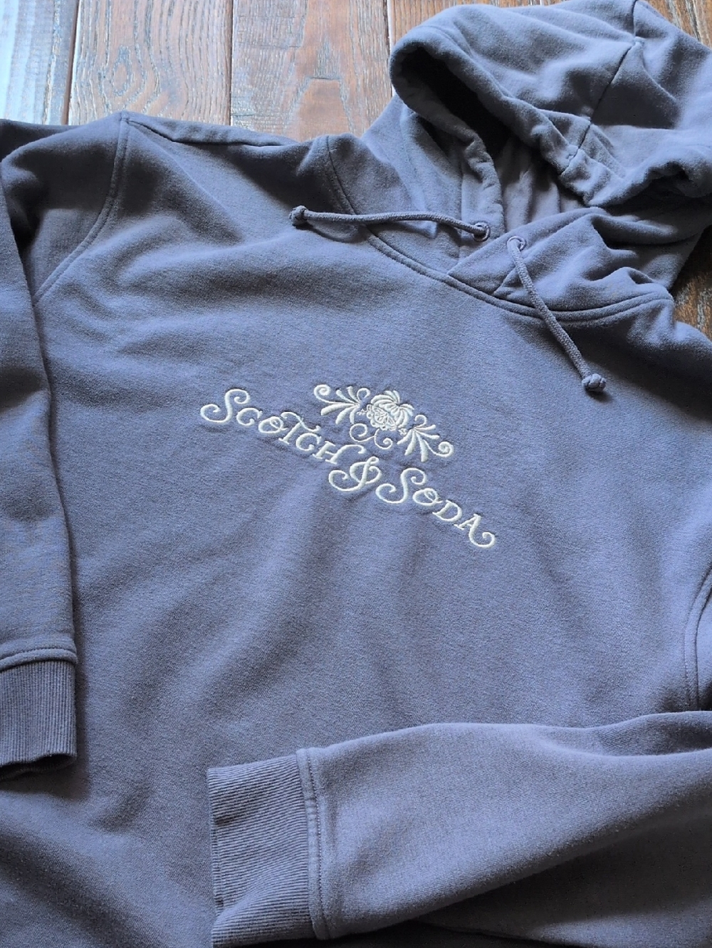 SCOTCH & SODA I Purple Sky French Terry Graphic Embroidered Logo Hoodie, XL